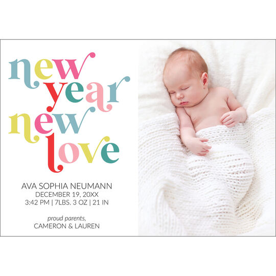 New Year New Love Flat Holiday Photo Cards